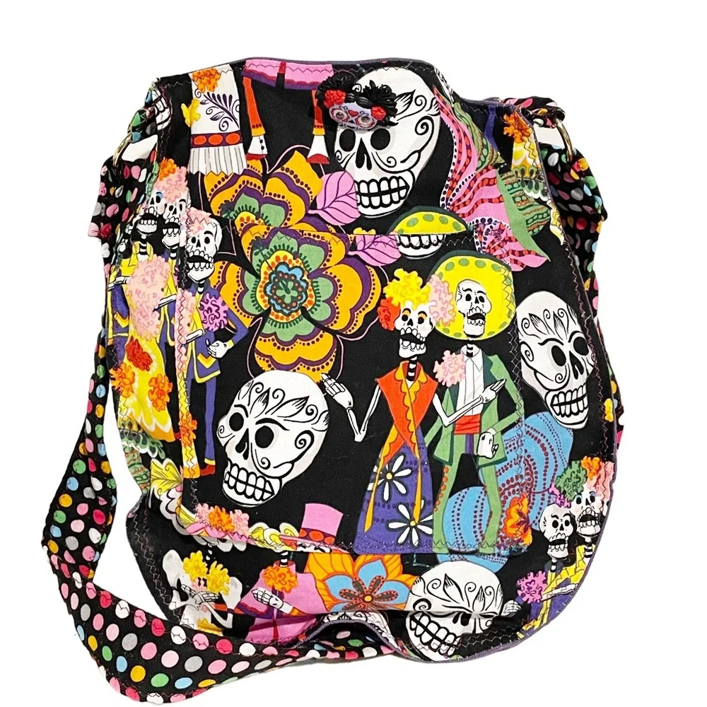 Canvas Black Multi Color Day of the Dead Shoulderbag Skull